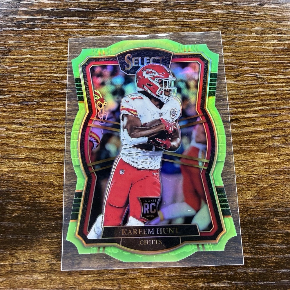 2017 Select Kareem Hunt RC Neon Green Prizm Die Cut 49/49 #129 Chiefs
